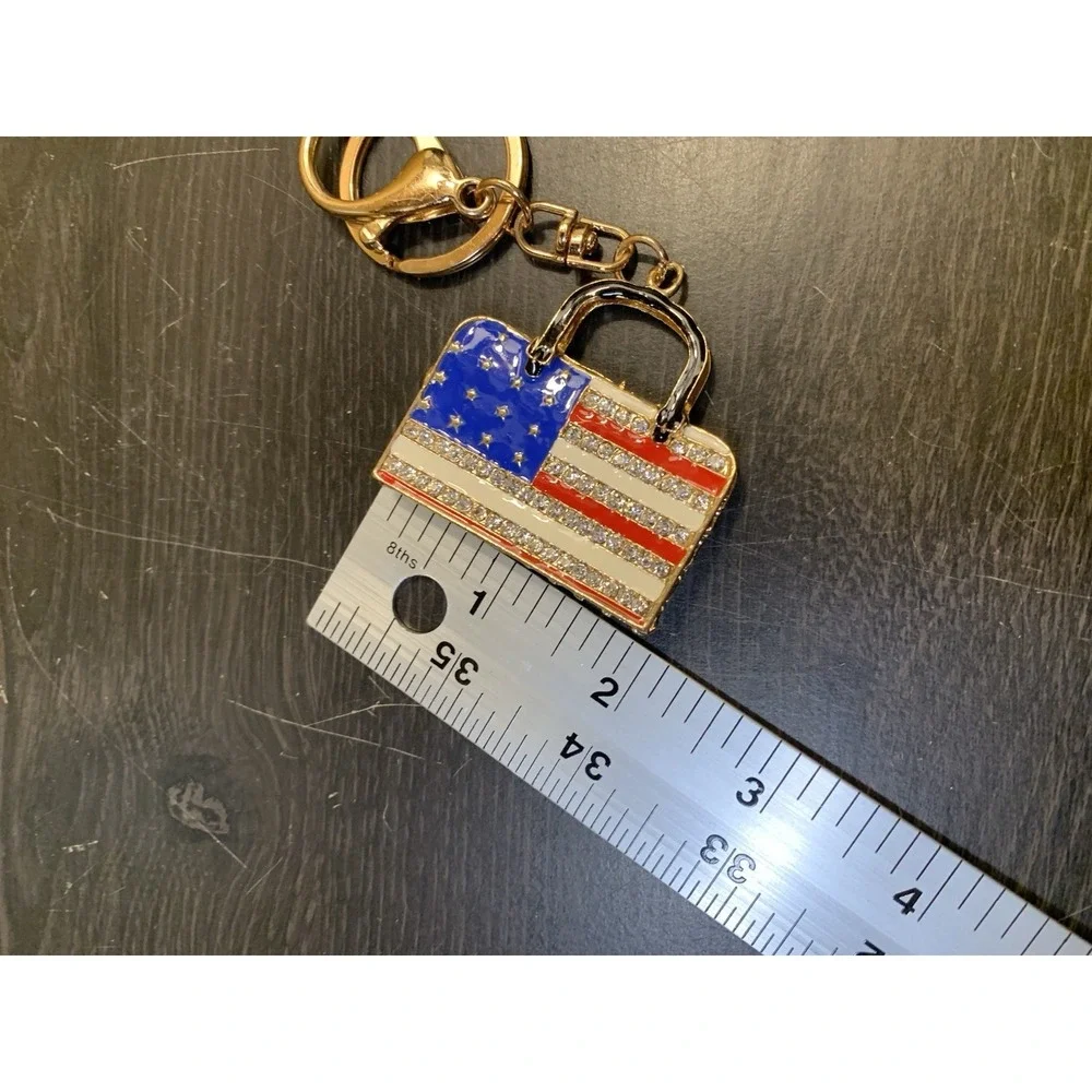 Bag Charm Keychain – Luxury, American Flag, Queen, USA Bling Bag Charm Keychain